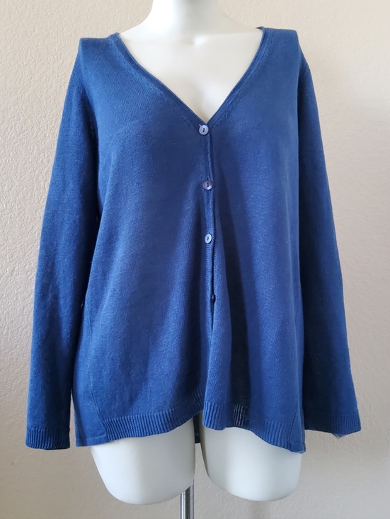 Eileen Fisher 100% Organic Linen Cardigan Sweater Top Blue Size 1X EUC​ - Picture 7 of 7